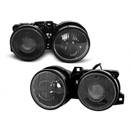 Lampy przód BMW E30 HELLA BLACK look soczewkowe bez ringów czarne LPBMA7