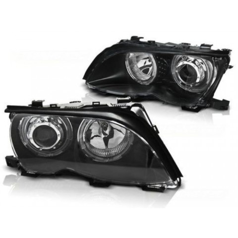 Lampy przód BMW E46 Sedan / Touring 01-05 Angel Eyes LED BLACK Ringi LPBMG3