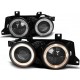 Lampy przód BMW E34 Angel Eyes BLACK - czarne + ringi DEPO LPBM60
