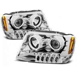 Lampy przód JEEP GRAND CHEROKEE 99-05 CHROM Angel Eyes LPCH01