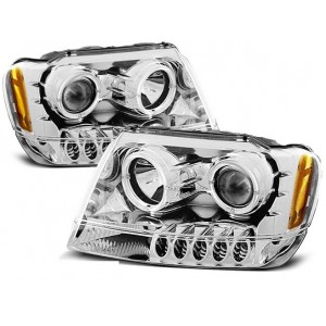 Lampy przód JEEP GRAND CHEROKEE 99-05 CHROM Angel Eyes LPCH01