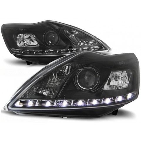 Lampy przód Ford Focus II Lift - BLACK LED - Diodowe LPFO38