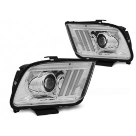 Lampy przód Ford Mustang 05-09 CHROM LED diodowe soczewkowe LPFO74