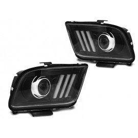 Lampy przód Ford Mustang 05-09 BLACK LED diodowe soczewkowe LPFO75