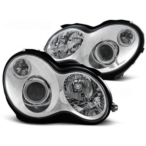 Lampy przód Mercedes C-klasa W203 clear CHROM soczewki DEPO LPME80