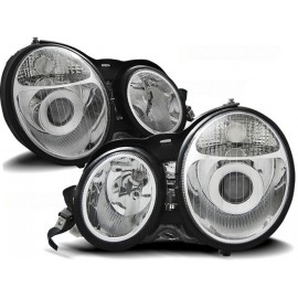Lampy przód Mercedes E-klasa W210 95-99 clear CHROM soczewki DEPO LPME01