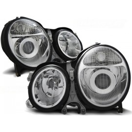 Lampy przód Mercedes E-klasa W210 99-02 clear CHROM soczewki DEPO LPME04