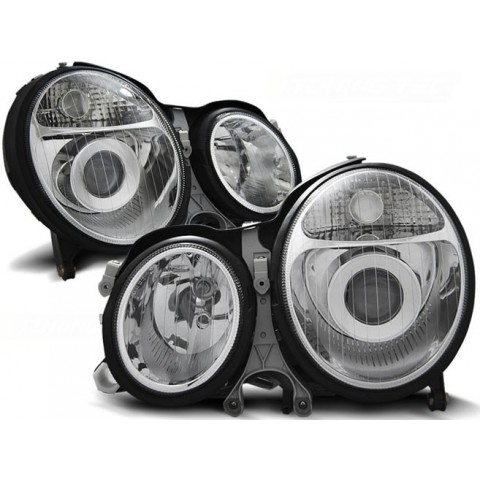 Lampy przód Mercedes E-klasa W210 99-02 clear CHROM soczewki DEPO LPME04