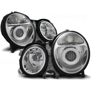 Lampy przód Mercedes E-klasa W210 99-02 clear CHROM soczewki DEPO LPME04