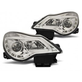 Lampy przód Opel Corsa D 11-14 - LED CHROM DRL - diodowe dzienne LPOPA8