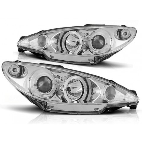 Lampy przód Peugeot 206 98-02 Angel Eyes Chrom - Ringi LPPE06