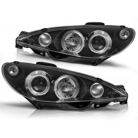 Lampy przód Peugeot 206 98-02 Angel Eyes Black - Ringi LPPE02