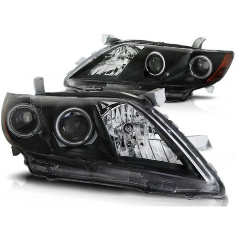 Lampy przód Toyota Camry 6 XV40 06-09 Angel Eyes BLACK LED LPTO10