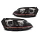 Lampy przód VW Golf 7 - BLACK LED DRL GTI look z dynamicznym kier. LPVWR2