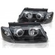 Lampy przód VW Passat B5 Clear BLACK Angel Eyes Ringi LPVW26 DEPO