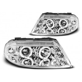 Lampy przód VW Passat B5FL 3BG Angel Eyes CHROM LED ringi LPVW79