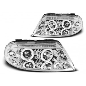 Lampy przód VW Passat B5FL 3BG Angel Eyes CHROM LED ringi LPVW79