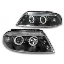 Lampy przód VW Passat B5FL 3BG Angel Eyes BLACK LED ringi LPVW80