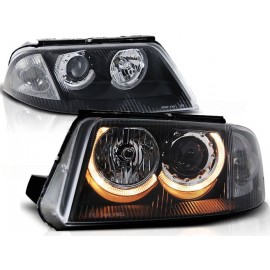 Lampy przód VW Passat B5 FL - BLACK Angel Eyes ringi LPVW46 DEPO
