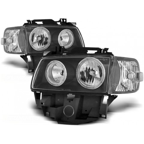 Lampy przód VW T4 96-03 clear Angel Eyes BLACK ringi LPVW28 DEPO
