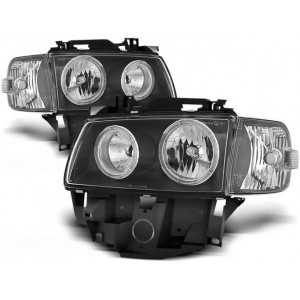 Lampy przód VW T4 96-03 clear Angel Eyes BLACK ringi LPVW28 DEPO