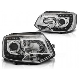 Lampy przód VW T5 2010- CHROM LED DRL - diodowe światła dzienne LPVWK2