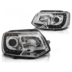 Lampy przód VW T5 2010- CHROM LED DRL - diodowe światła dzienne LPVWK2