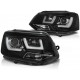 Lampy przód VW T5 2010- BLACK U-LED DRL - diodowe światła dzienne LPVWL2