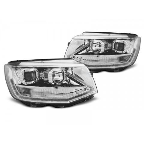 Lampy przód VW T6 2015- CHROM LED DRL - diodowe światła dzienne LPVWP7