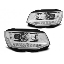 Lampy przód VW T6 2015- CHROM LED DRL - diodowe dzienne i kierunki LPVWP9
