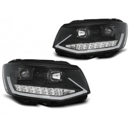 Lampy przód VW T6 2015- BLACK LED DRL - diodowe dzienne i kierunki LPVWR0