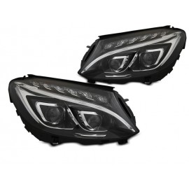 Lampy przód Mercedes C-klasa W205 H7 LED DRL BLACK diodowe LPMEC6
