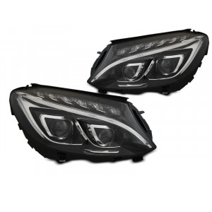Lampy przód Mercedes C-klasa W205 H7 LED DRL BLACK diodowe LPMEC6