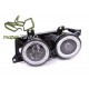 Lampy przód BMW E32 Angel Eyes z BLACK - czarne + ringi DEPO LPBM60