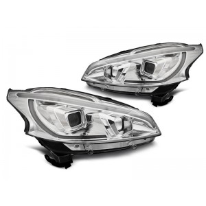 Lampy przód Peugeot 208 - CHROM LED neon - diodowe do jazdy dziennej LPPE30