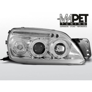 Ford Fiesta 99-02 clear Angel Eyes CHROM soczewka ringi LPFO26