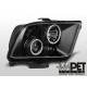 Lampy przód Ford Mustang 05-09 Angel Eyes BLACK soczewkowe ringi LED LPFO31