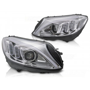 Lampy przód Mercedes C-klasa W205 TUBE DRL LED CHROME diodowe LPMEE6