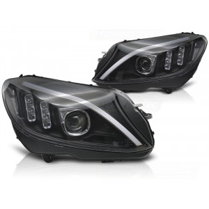 Lampy przód Mercedes C-klasa W205 TUBE DRL LED BLACK diodowe LPMEE7