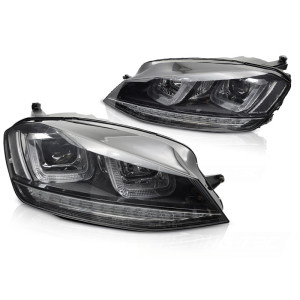 Lampy przód VW Golf 7 - BLACK + BLACK LINE LED DRL dzienne LPVWV7