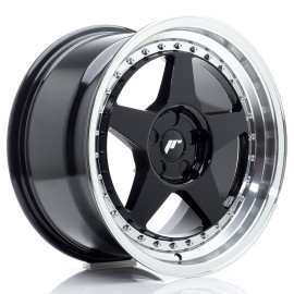 JR Wheels JR6 17x9 ET20-35 5H BLANK Gloss Black w/Machined Lip