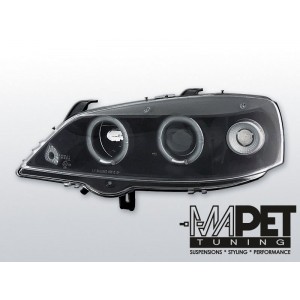 Opel Astra G clear BLACK Angel Eyes soczewka ringi LPOP19