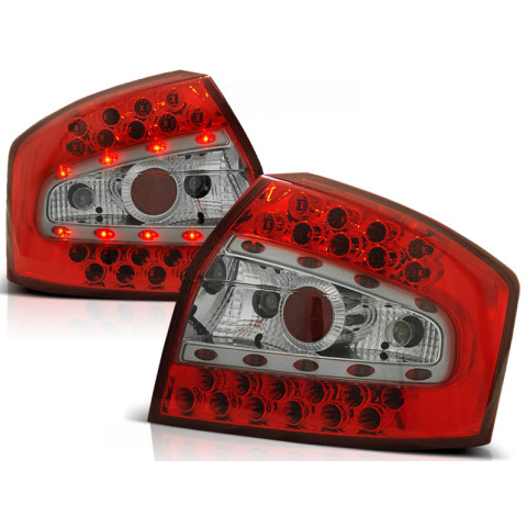 Lampy tył Audi A4 clearglass RED WHITE LED - diodowe LDAU33