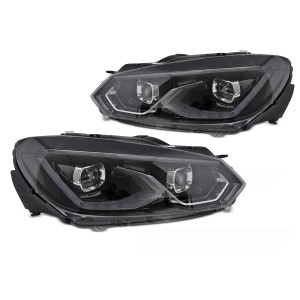 Lampy przód VW Golf 6 - BLACK FULL LED DRL dzienne - diodowe LPVWW7