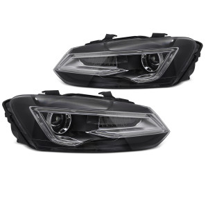 Lampy przód VW POLO 6R 2009-2017 - BLACK LED - diodowe - LPVWW9
