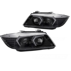 Lampy przód BMW E90 / E91 - Black 3D LED - diodowe LPBMP4