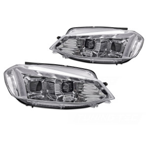 Lampy przód VW Golf 7 - CHROM LED DRL dzienne - diodowe dynamiczne LPVWW0