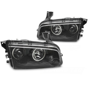 Lampy przód DODGE CHARGER LX - BLACK Angel Eyes LPDO12