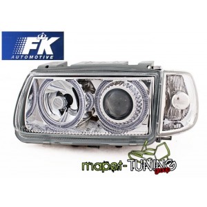 VW Polo 6N clear CHROM Angel Eyes + kierunkowskazy DEPO