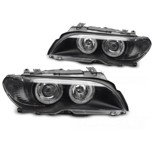 Lampy przód BMW E46 Coupe / Cabrio 03-06 Angel Eyes BLACK Ringi Xenon LPBMP2